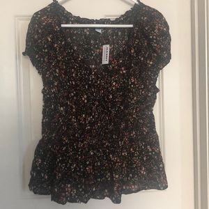 Peplum floral blouse, lightweight NWT